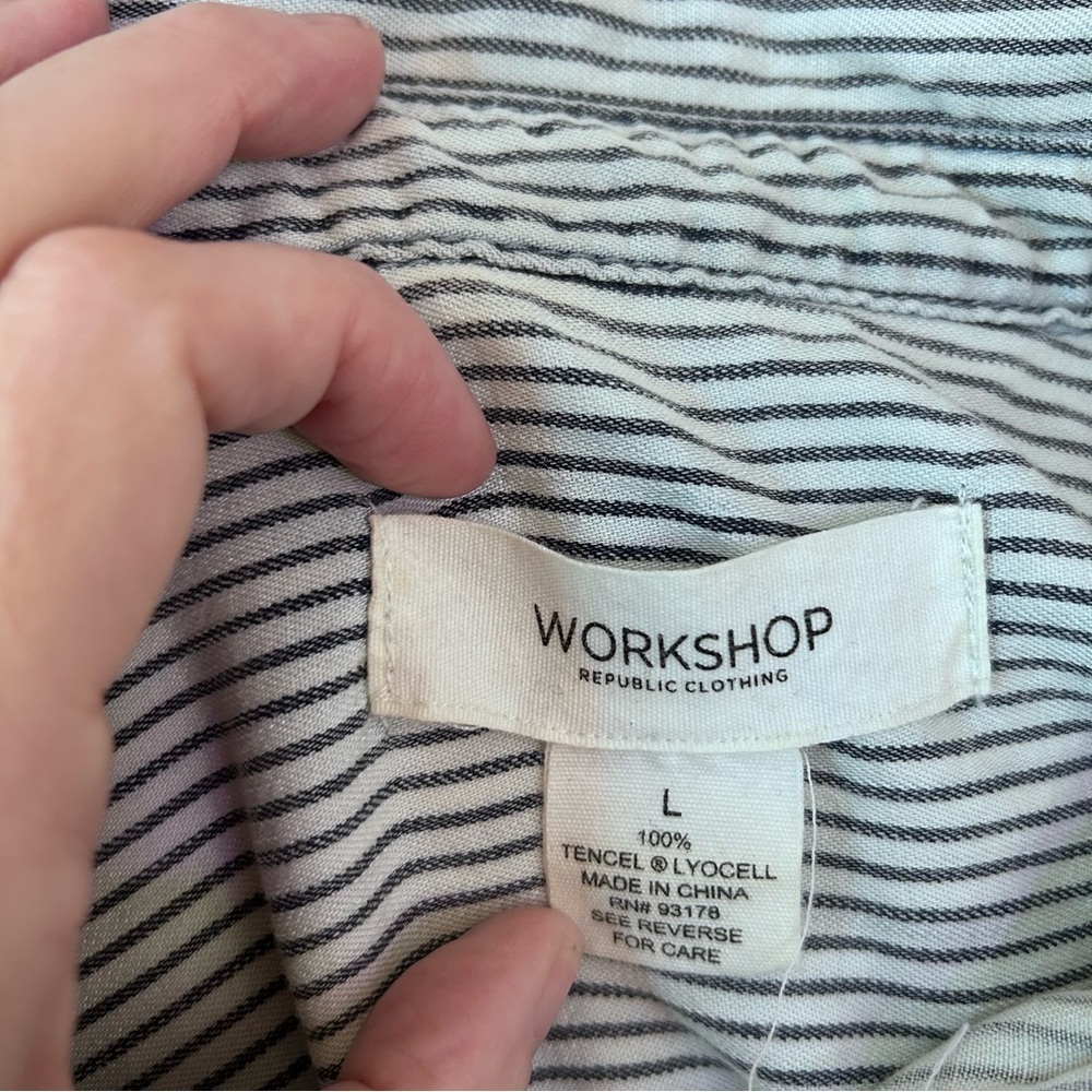 Striped Sleeveless Shirt Dress with Belt Workshop L Large Pin Stripe shirt - Picture 5 of 5